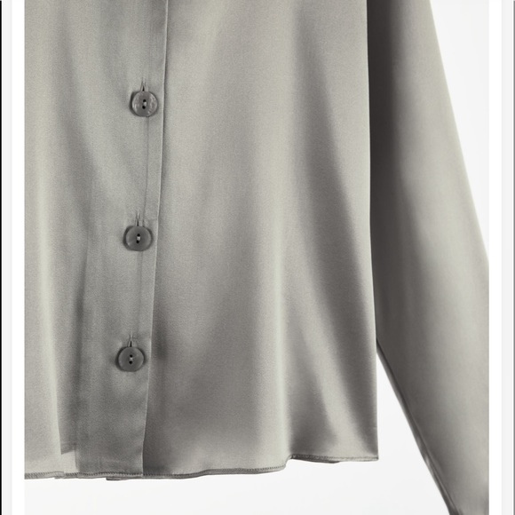 NWT Zara 100% Silk Gray Shirt - Picture 9 of 13